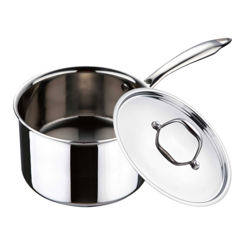 Bergner Argent Triply Stainless Steel Saucepan with Lid - 1 Ltr