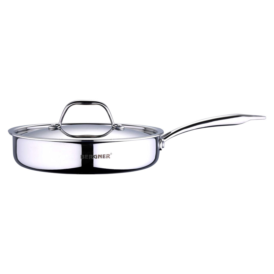 Bergner Stainless Steel 3-Ply 3.1 Liter 26 cm Saute pan With Lid Induction  Base