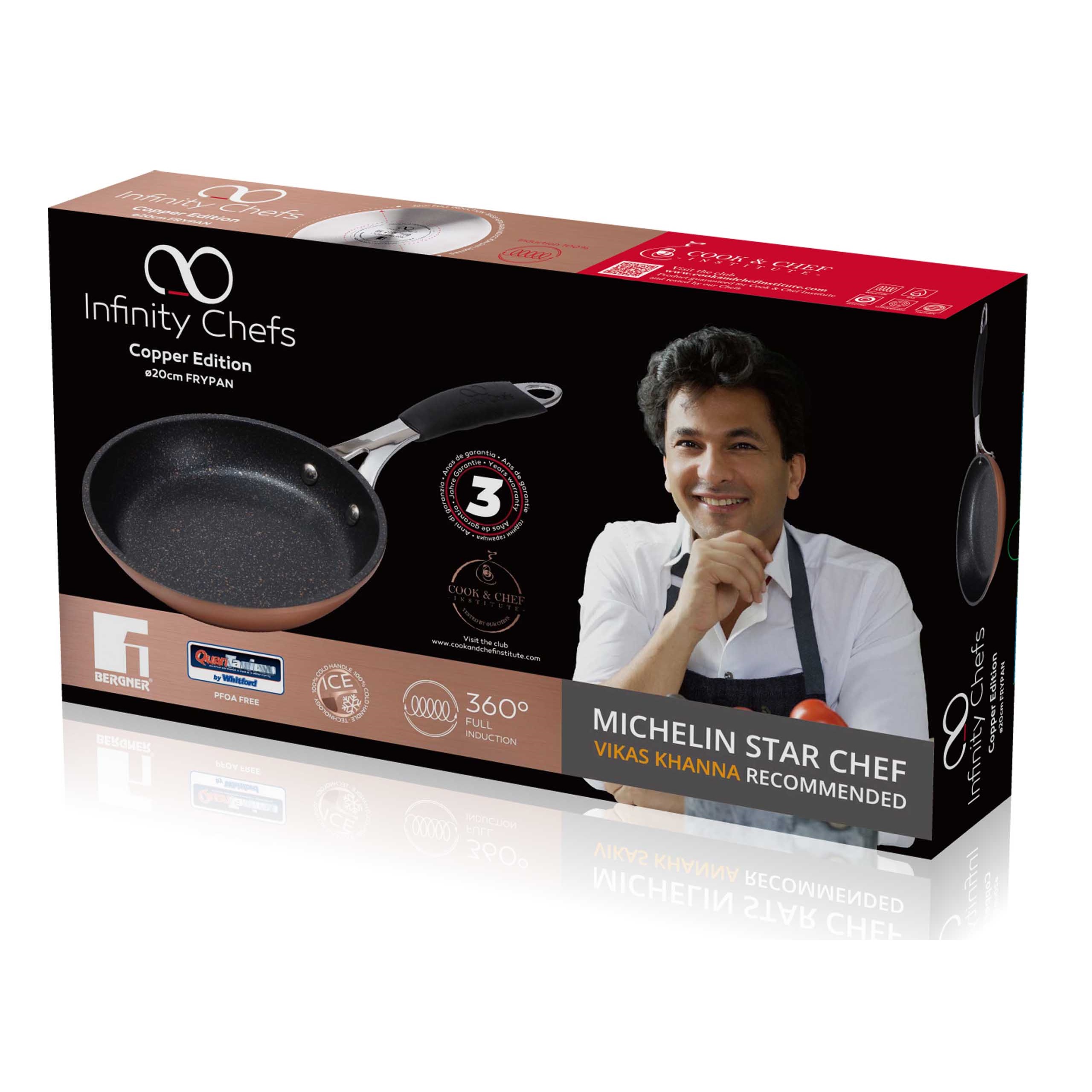 Bergner Infinity Chef Copper Non Stick Frying Pan FULL INDUCTION 20cm Pan 