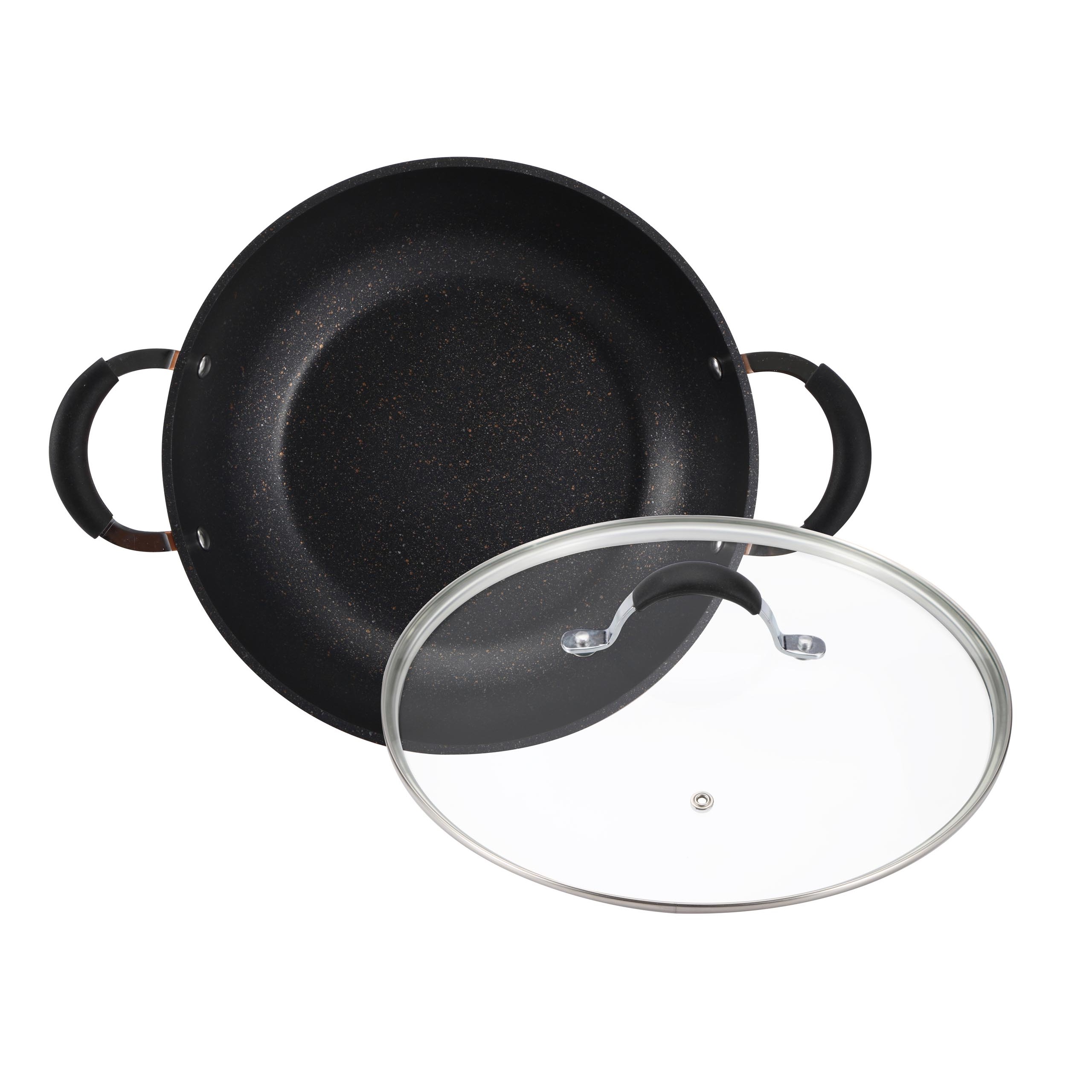 20 cm Bergner Infinity Chefs Copper Non-Stick Kadhai with Glass Lid
