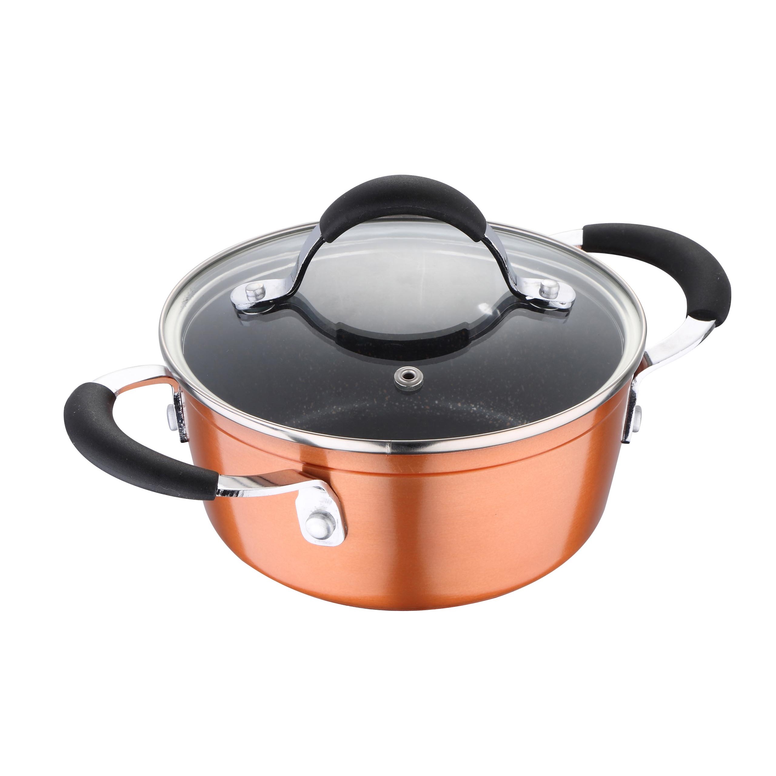 Bergner Non-Stick Casserole with Glass Lid, Copper - 3.9 Ltr