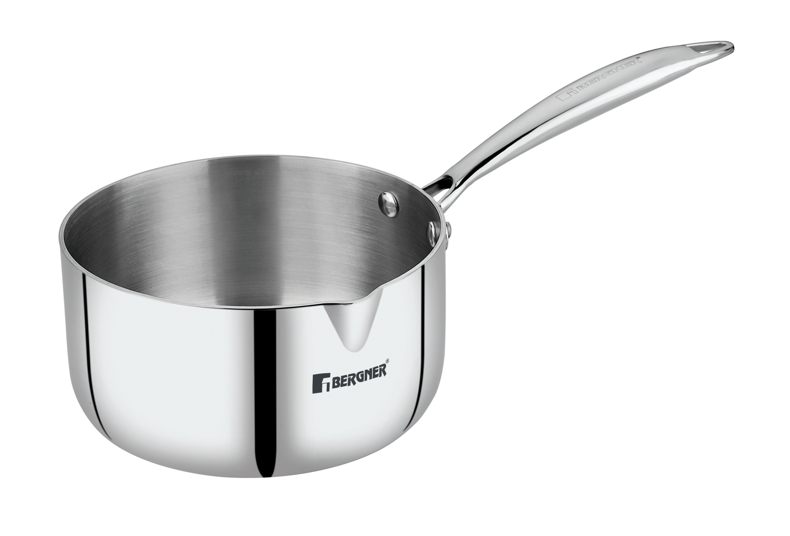 16 cm Saucepan, 22 cm Kadai with Lid and 22 cm Frypan - Bergner Triply Stainless Steel 4Pc Cookware Set Online