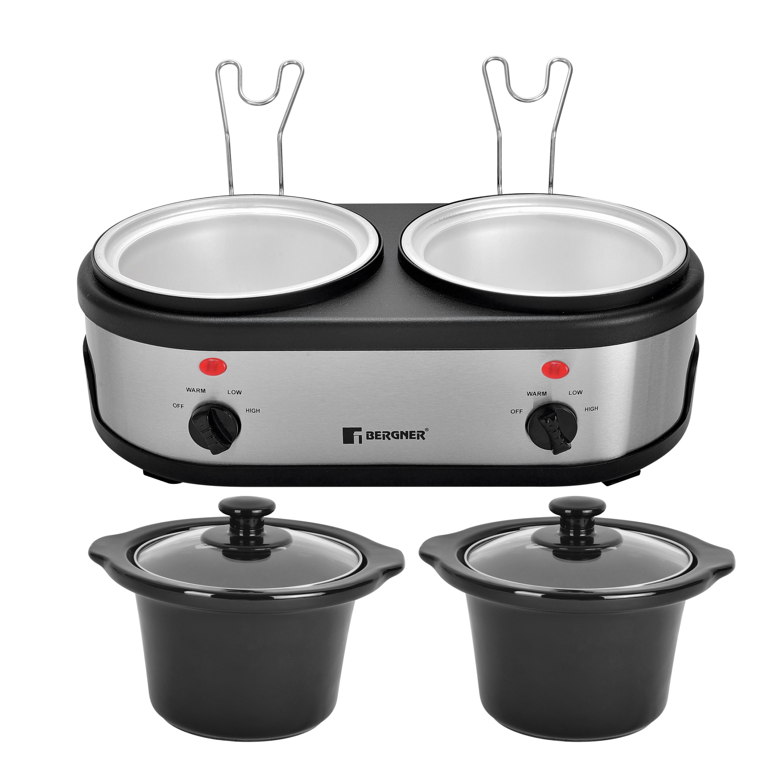 Bergner Supreme Twin Pot Slow Cooker with 1.5 Ltr capacity