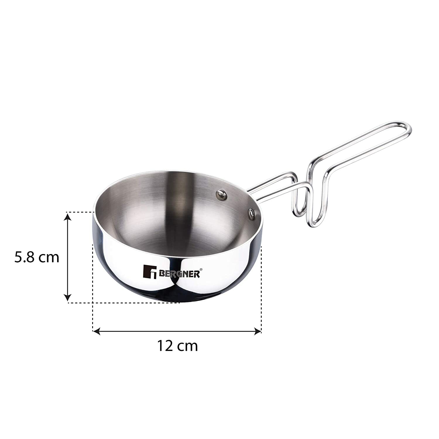 Bergner Tri-Ply Stainless Steel Silver – 12 cm Tadka Pan