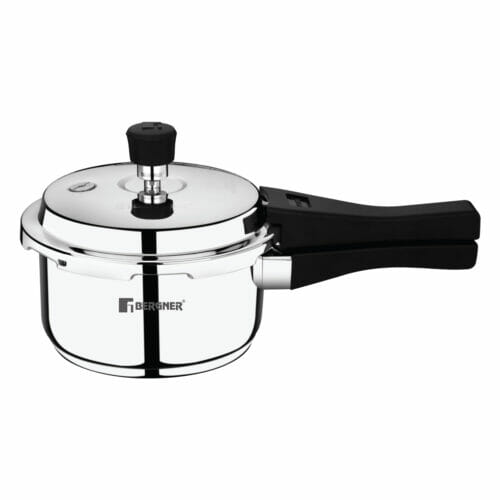 Bergner Sorrento 2 Liters Stainless Steel Pressure Cooker with Outer Lid and Triply Bottom
