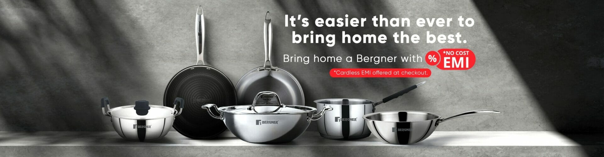 Bergner stainless Steel Cookware set - No cost Emi